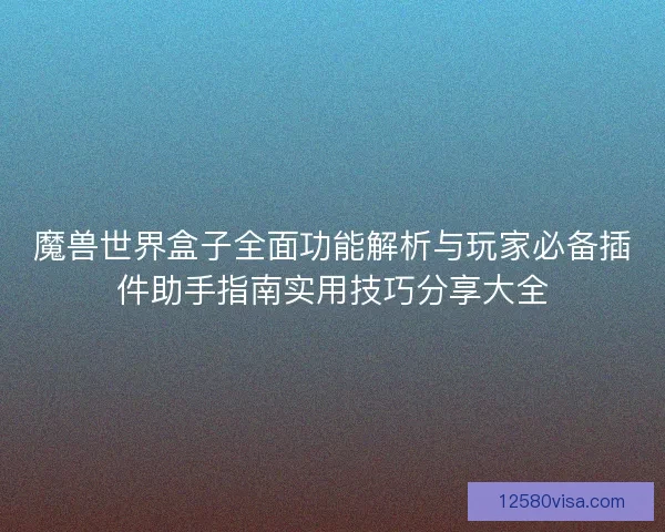魔兽世界盒子全面功能解析与玩家必备插件助手指南实用技巧分享大全